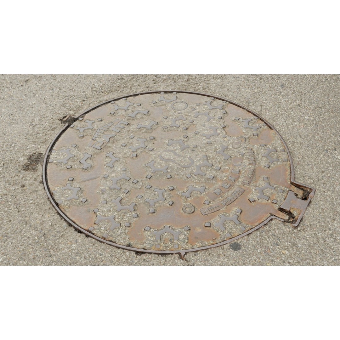 Photorealistic Manhole Cover 3D Model – High Poly PBR Asset, FBX - View 18