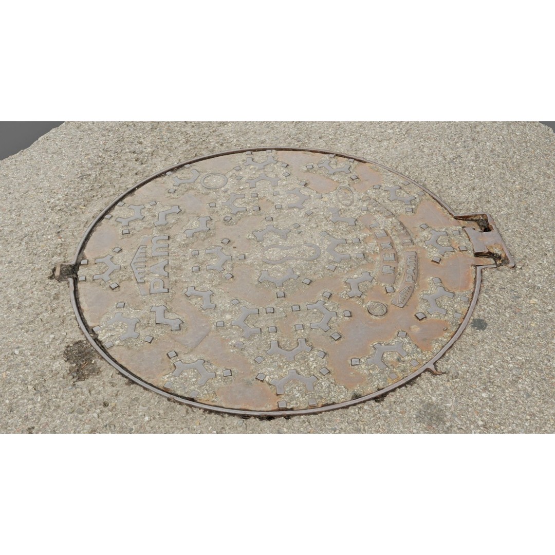 Photorealistic Manhole Cover 3D Model – High Poly PBR Asset, FBX - View 19