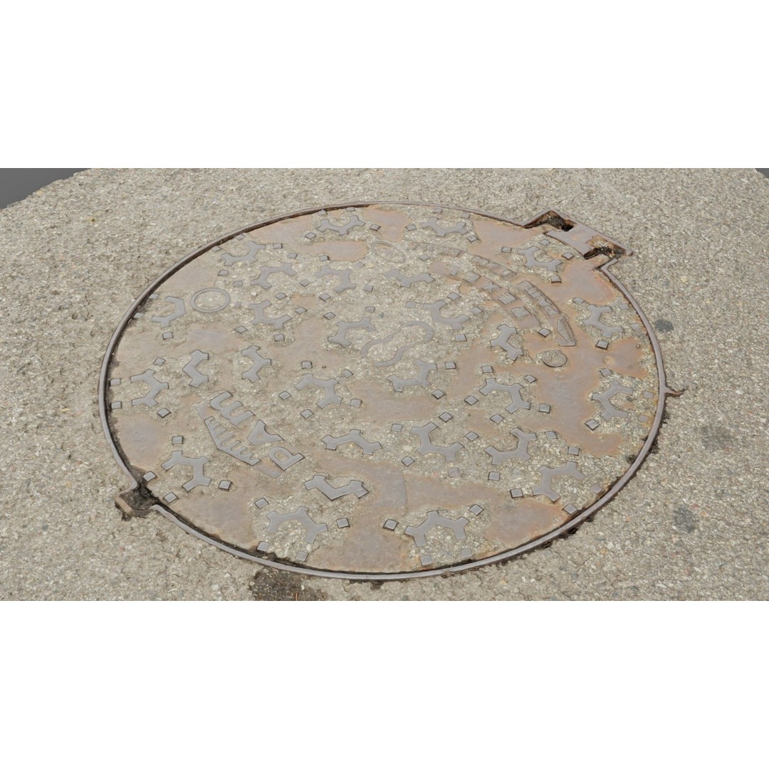Photorealistic Manhole Cover 3D Model – High Poly PBR Asset, FBX - View 20