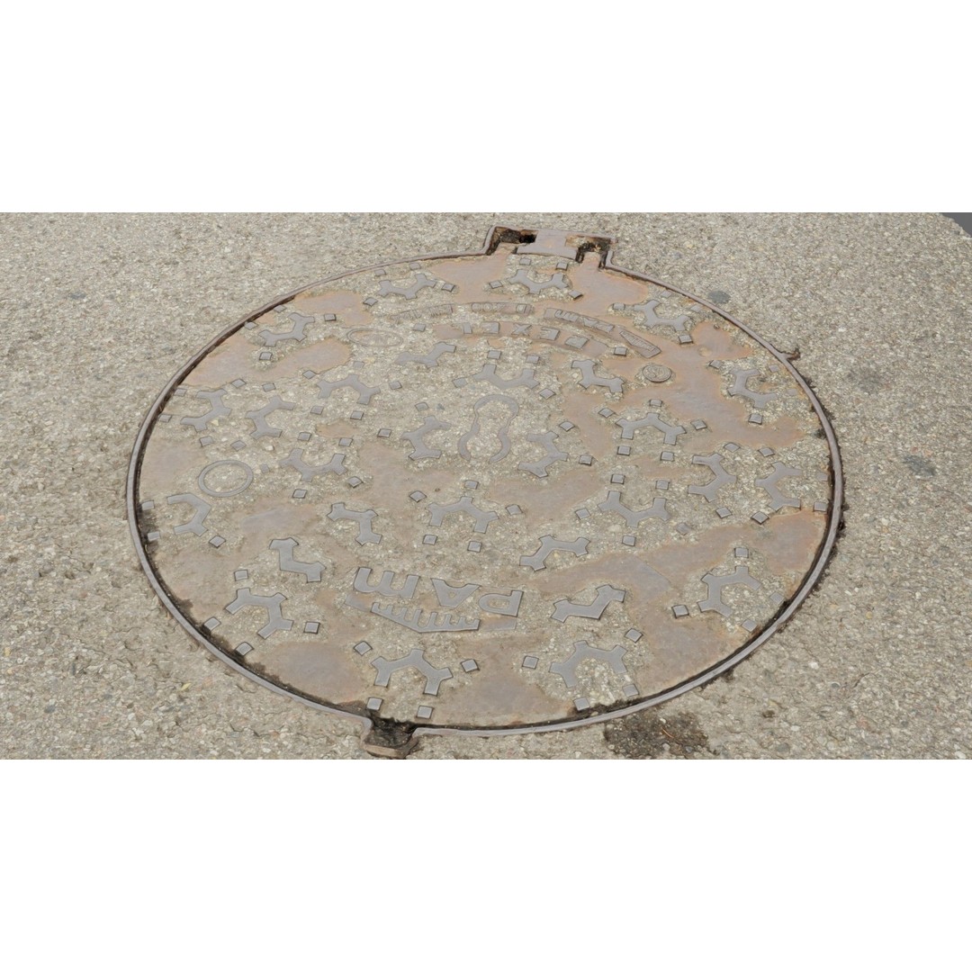 Photorealistic Manhole Cover 3D Model – High Poly PBR Asset, FBX - View 21