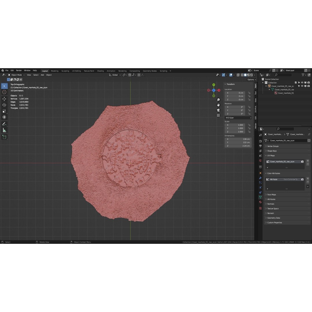 Photorealistic Manhole Cover 3D Model – High Poly PBR Asset, FBX - View 22