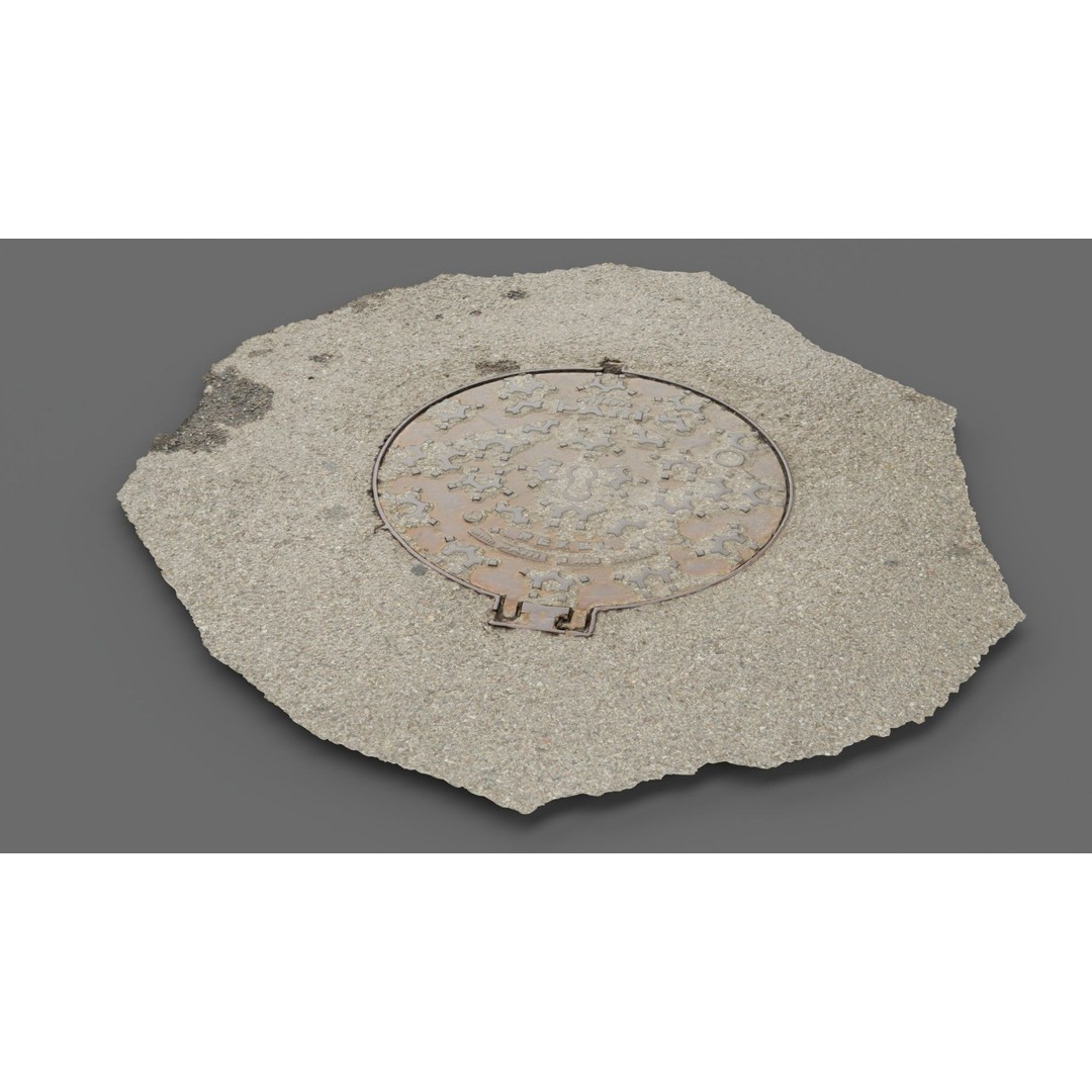 Photorealistic Manhole Cover 3D Model – High Poly PBR Asset, FBX - View 6