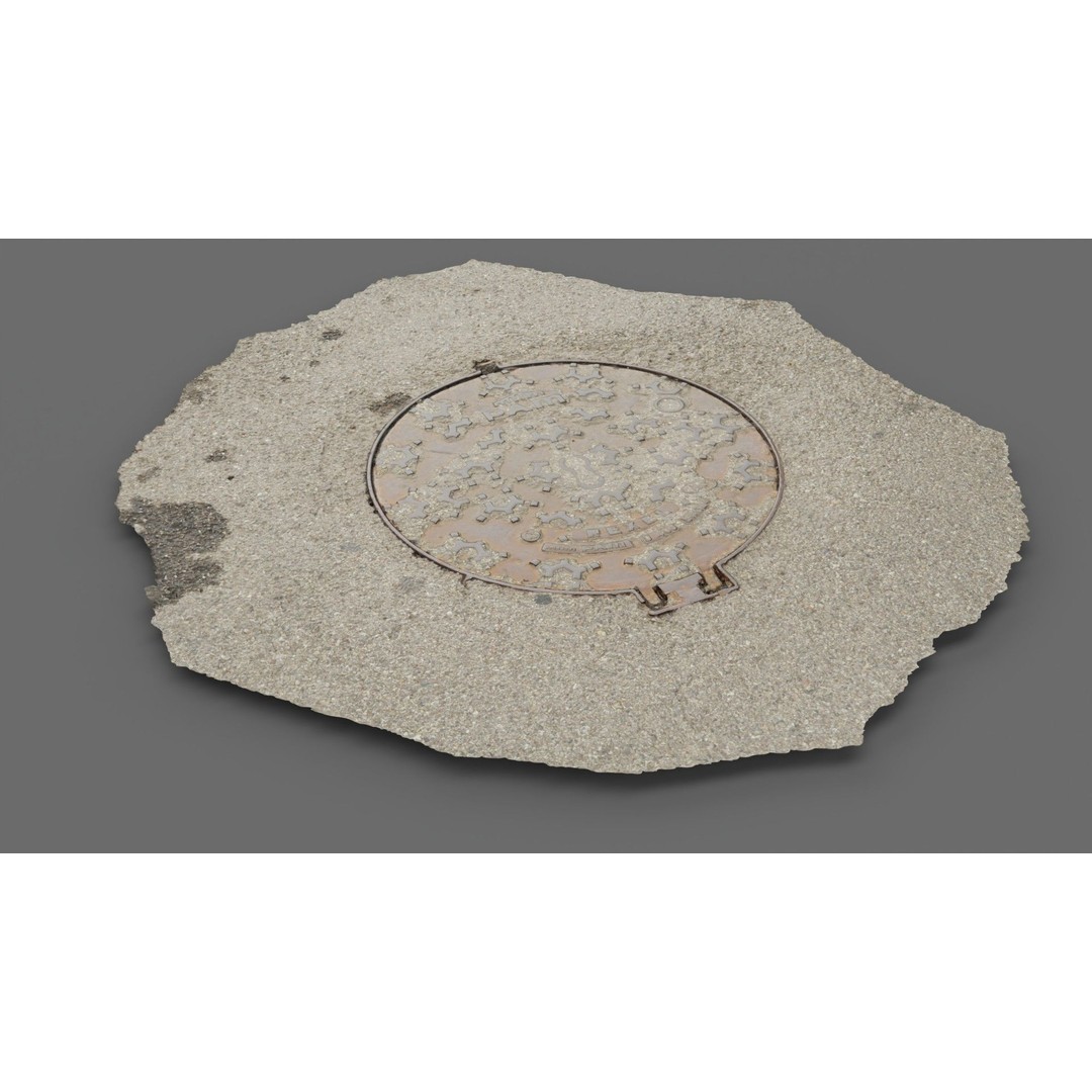 Photorealistic Manhole Cover 3D Model – High Poly PBR Asset, FBX - View 7