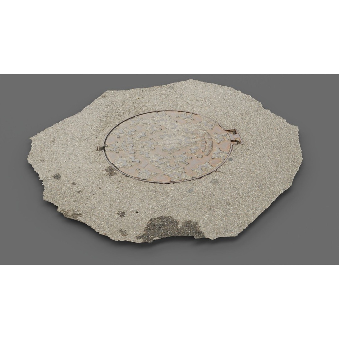 Photorealistic Manhole Cover 3D Model – High Poly PBR Asset, FBX - View 9