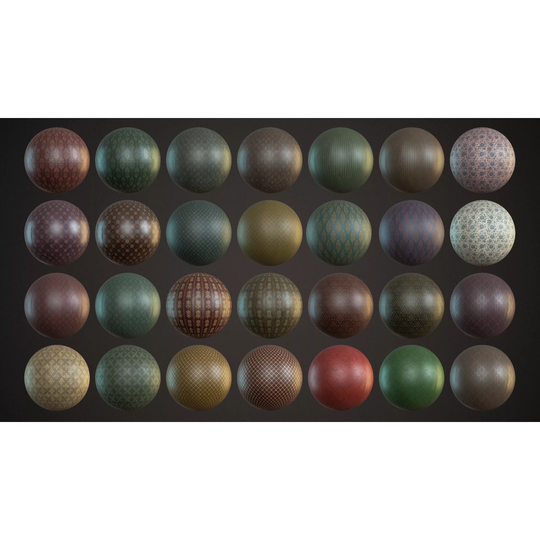 Vintage Wallpaper Collection 3D Model – PBR Textures, 28 Patterns - View 3