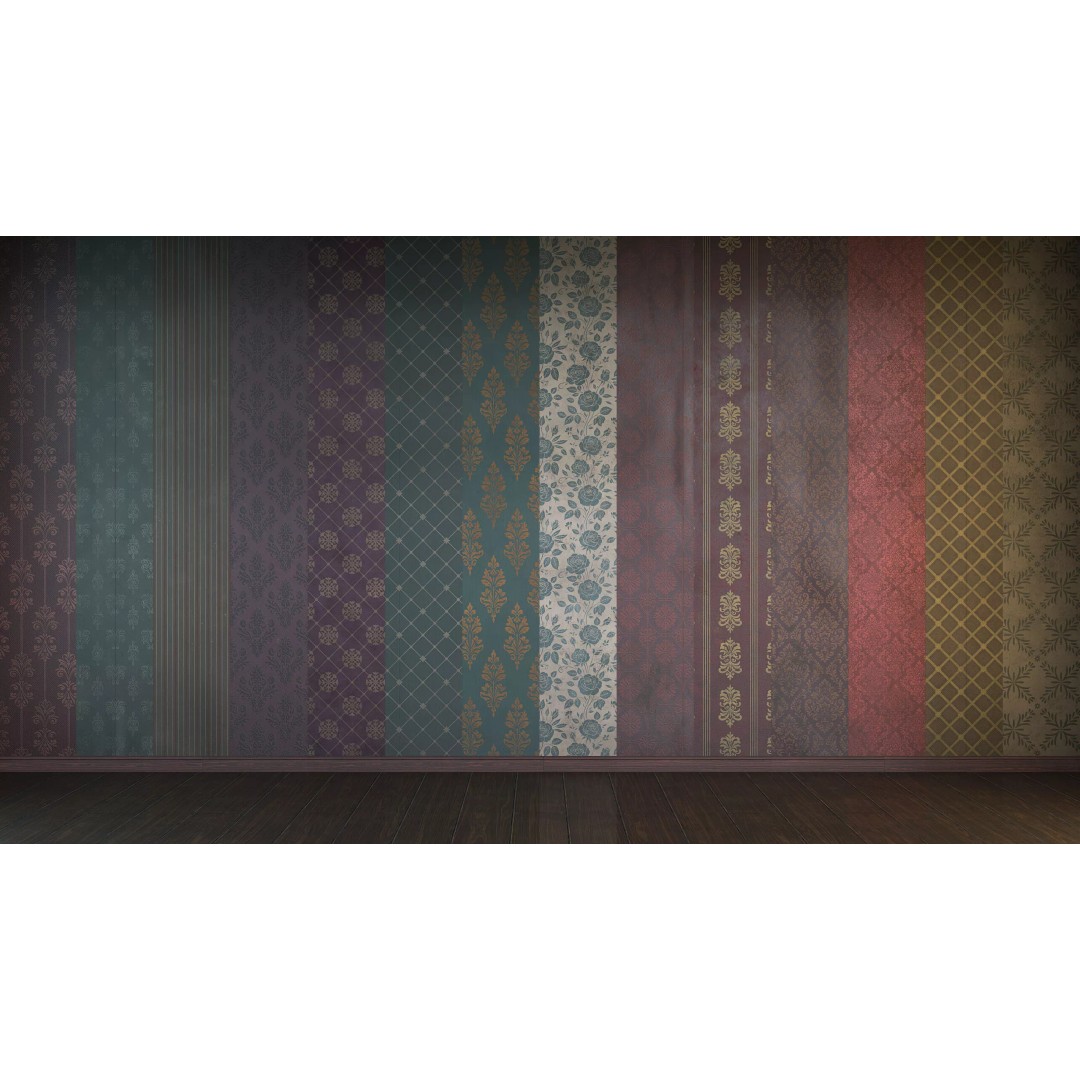 Vintage Wallpaper Collection 3D Model – PBR Textures, 28 Patterns - View 4