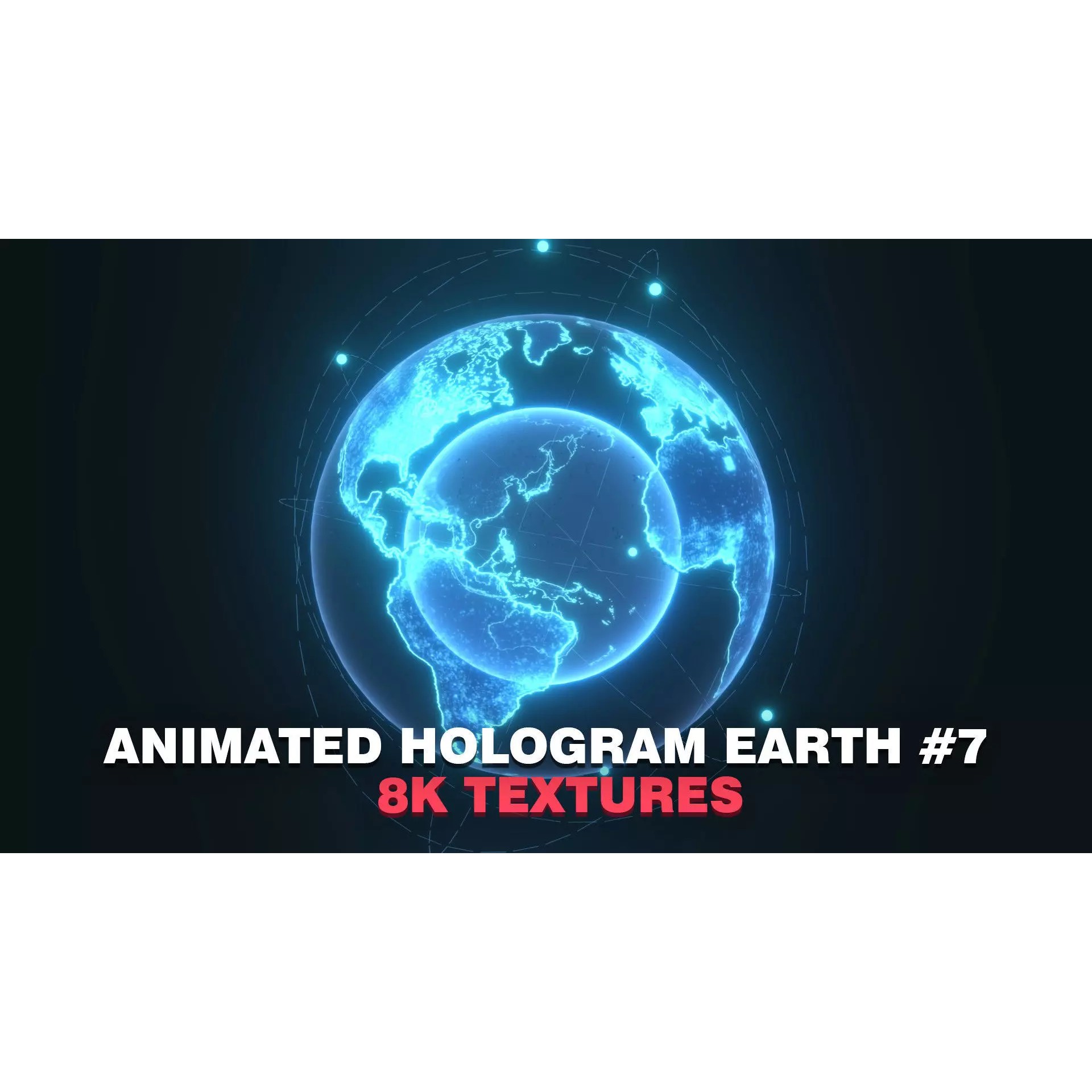 Animated Hologram Planet Earth - Low-Poly Game-Ready 3D Model - View 2