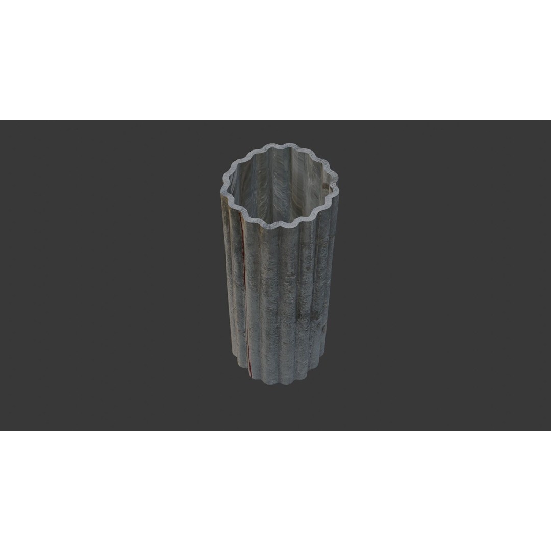 Fluted Concrete Column Planter 3D Model – Low Poly PBR Asset, FBX, OBJ
