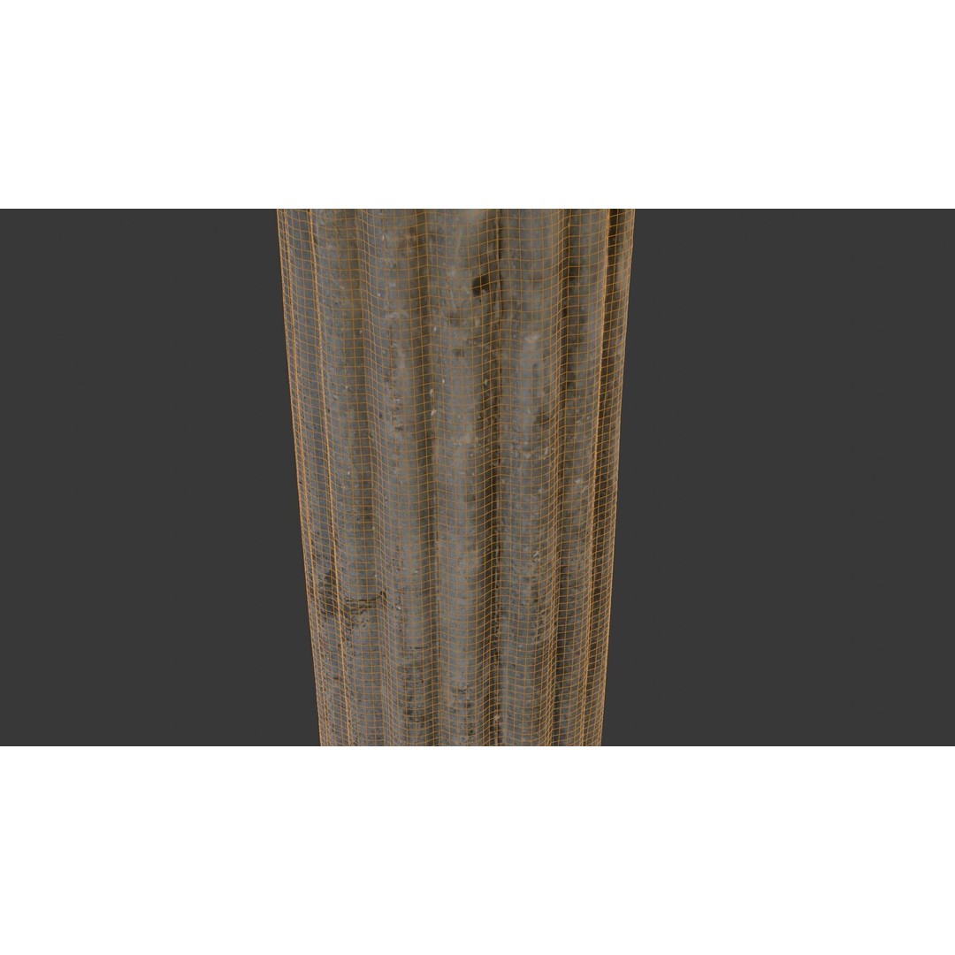 Fluted Concrete Column Planter 3D Model – Low Poly PBR Asset, FBX, OBJ - View 4