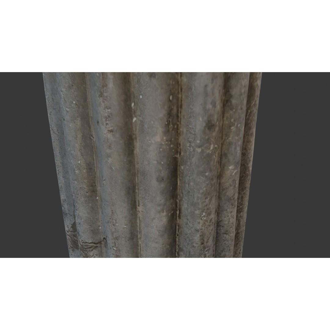 Fluted Concrete Column Planter 3D Model – Low Poly PBR Asset, FBX, OBJ - View 5