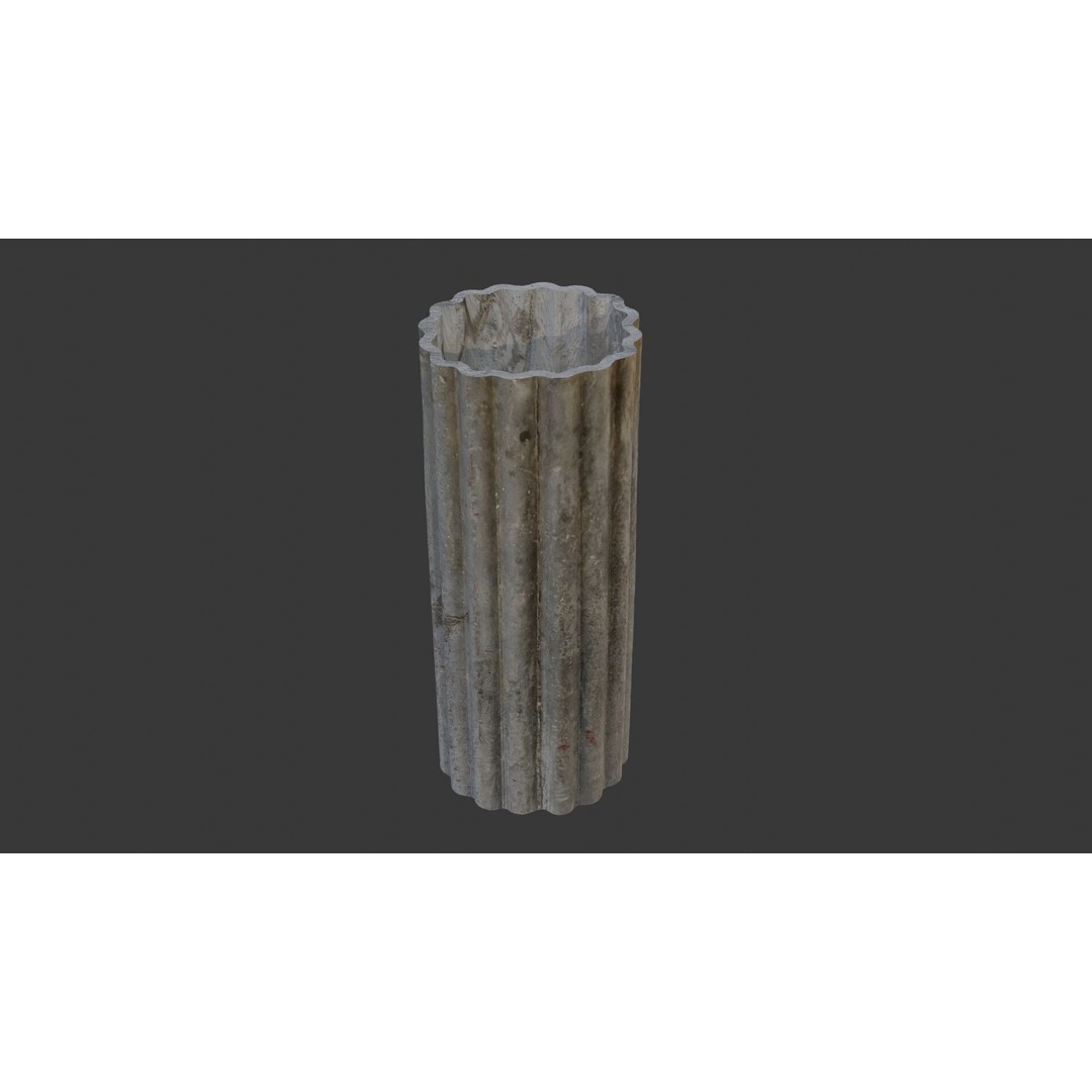 Fluted Concrete Column Planter 3D Model – Low Poly PBR Asset, FBX, OBJ - View 6