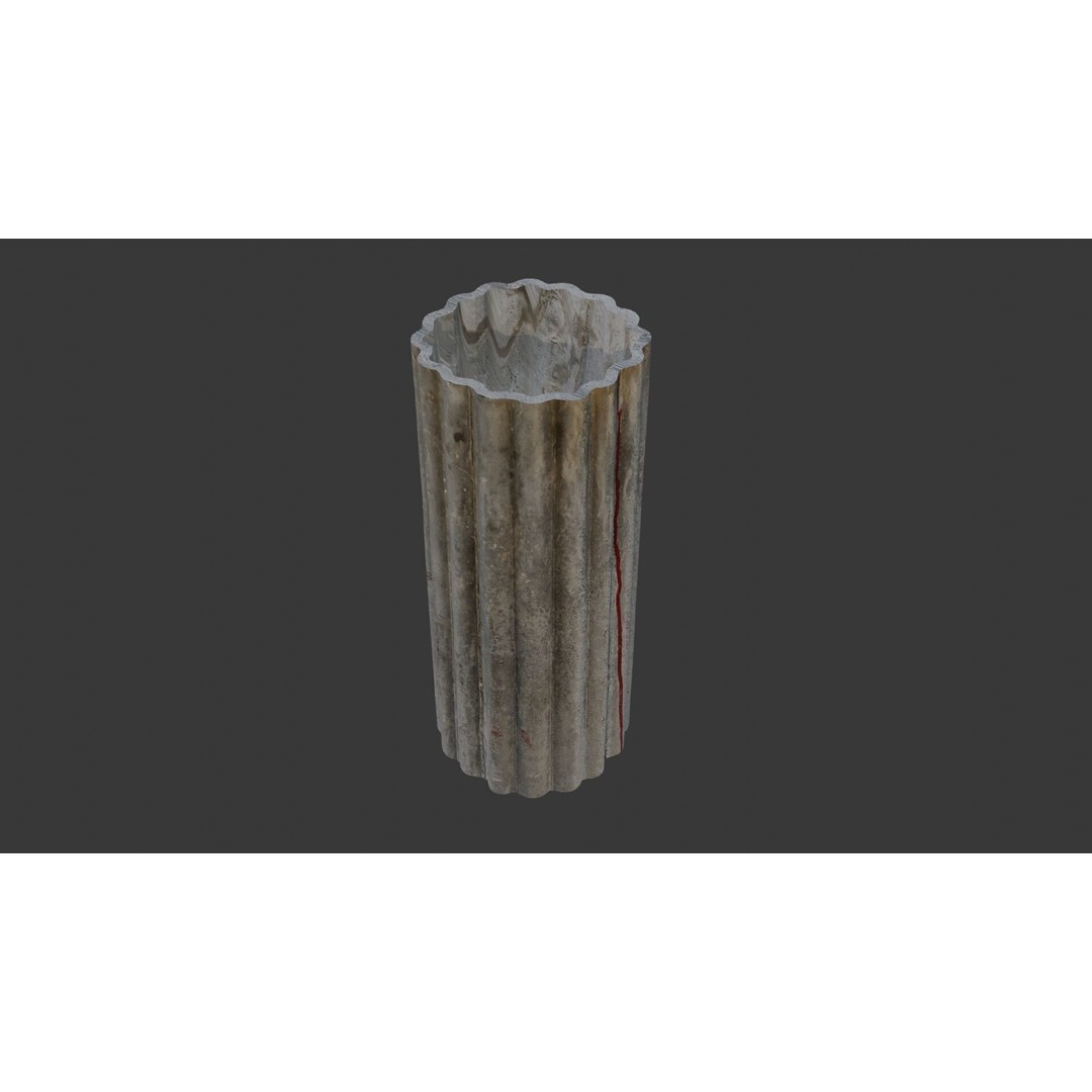 Fluted Concrete Column Planter 3D Model – Low Poly PBR Asset, FBX, OBJ - View 7