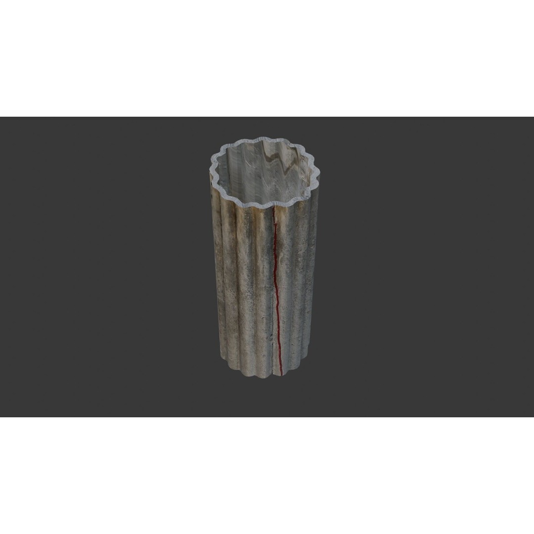 Fluted Concrete Column Planter 3D Model – Low Poly PBR Asset, FBX, OBJ - View 8