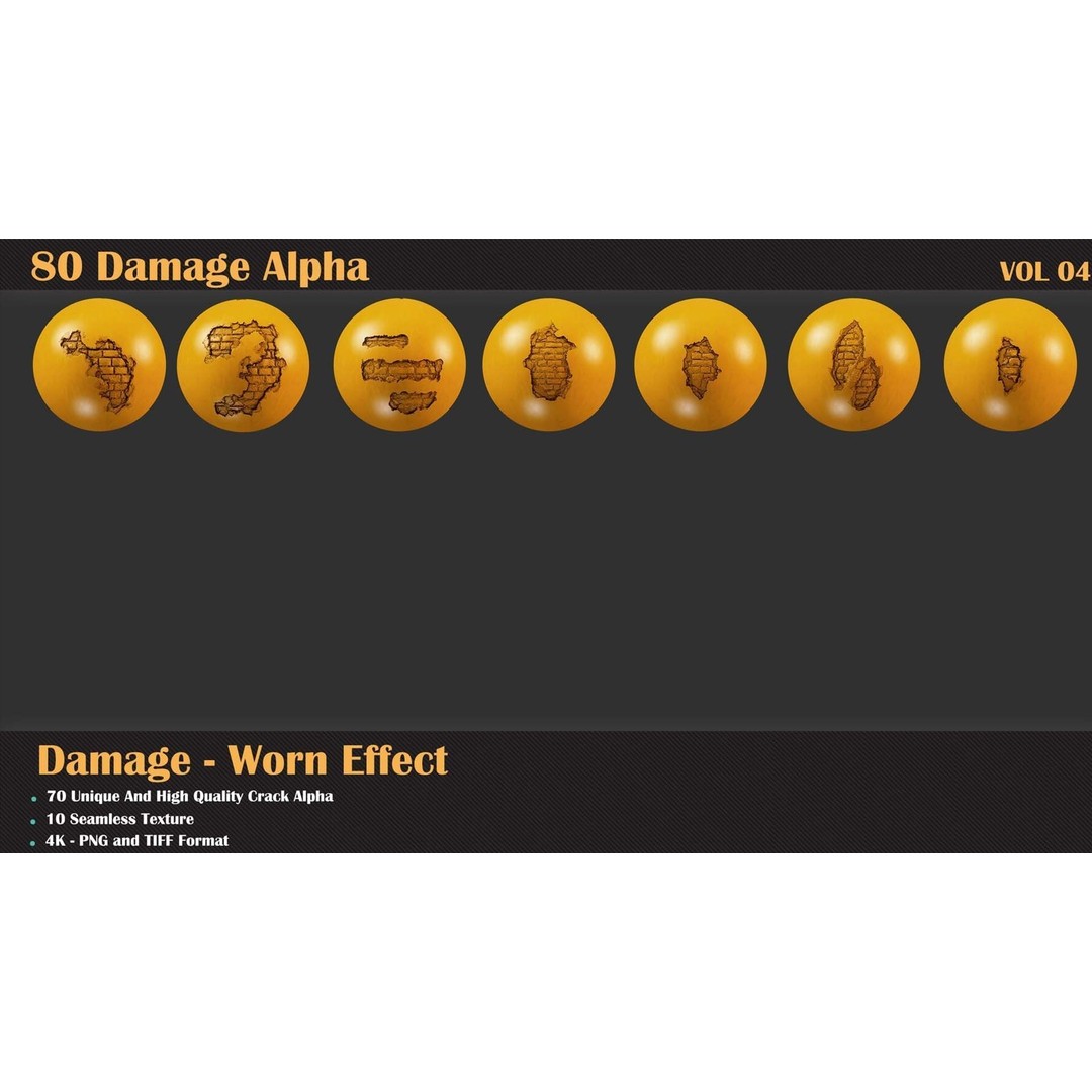 Damage Alpha 3D Model – Destructive Seamless Textures, PNG & TIFF