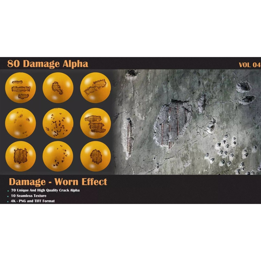 Damage Alpha 3D Model – Destructive Seamless Textures, PNG & TIFF - View 2
