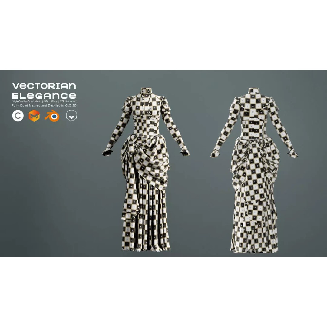 Victorian Outfit 3D Model – Detailed Clothing for Character Design, OBJ & Blend - View 12