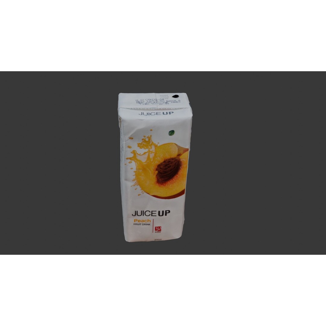 Peach Juice Carton 3D Model – Low Poly Scanned Asset, PBR Textures - View 3