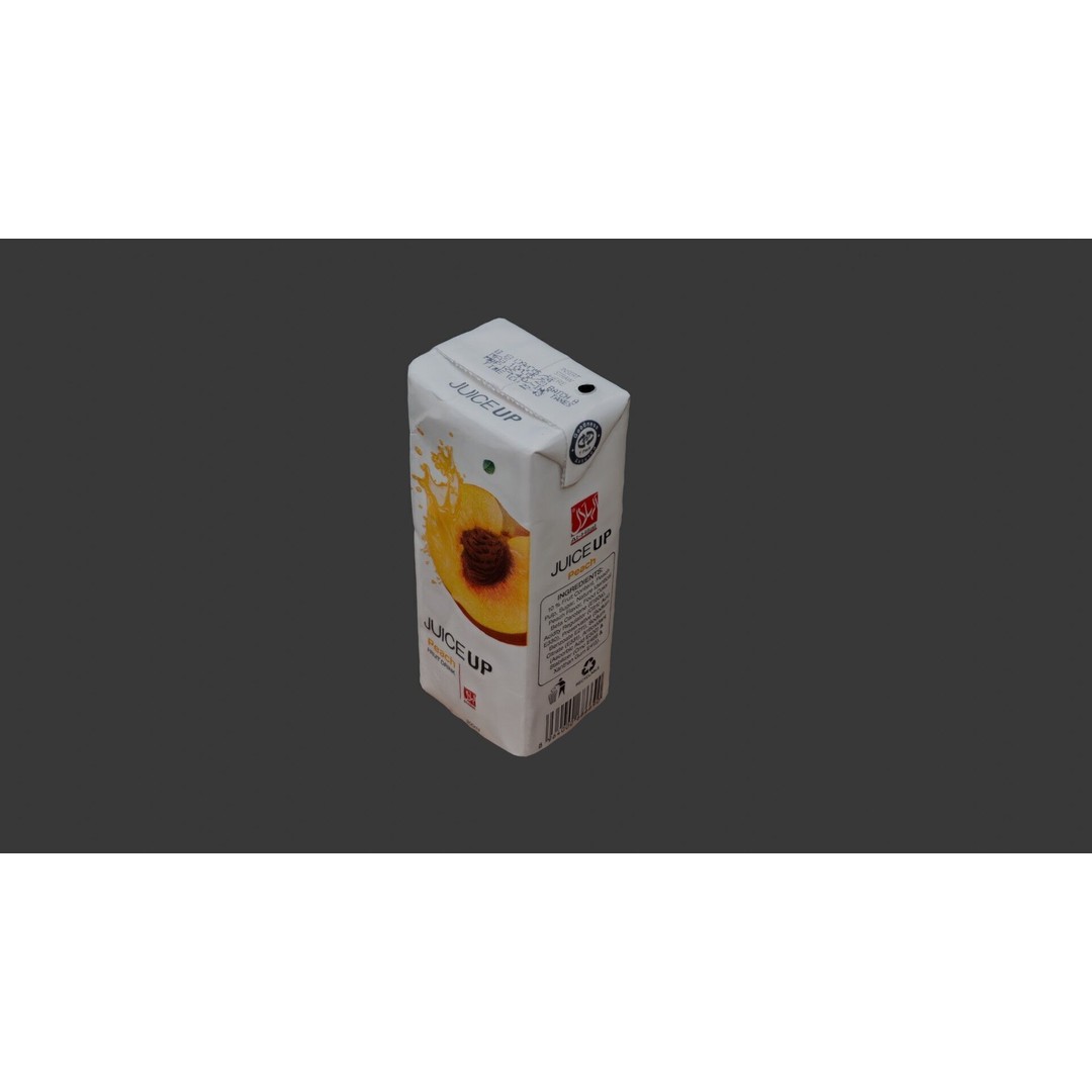 Peach Juice Carton 3D Model – Low Poly Scanned Asset, PBR Textures - View 6
