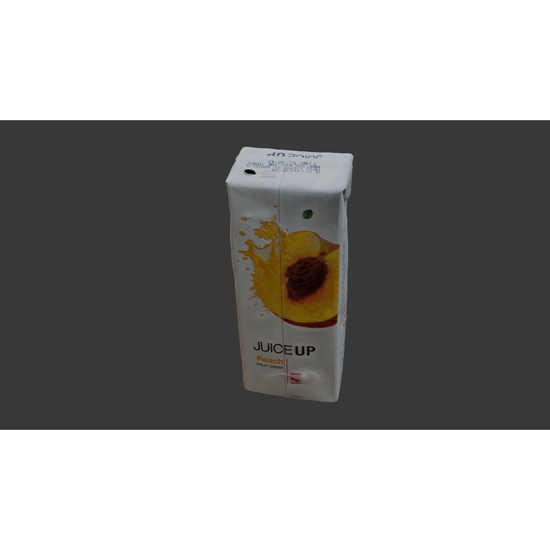 Peach Juice Carton 3D Model – Low Poly Scanned Asset, PBR Textures - View 8
