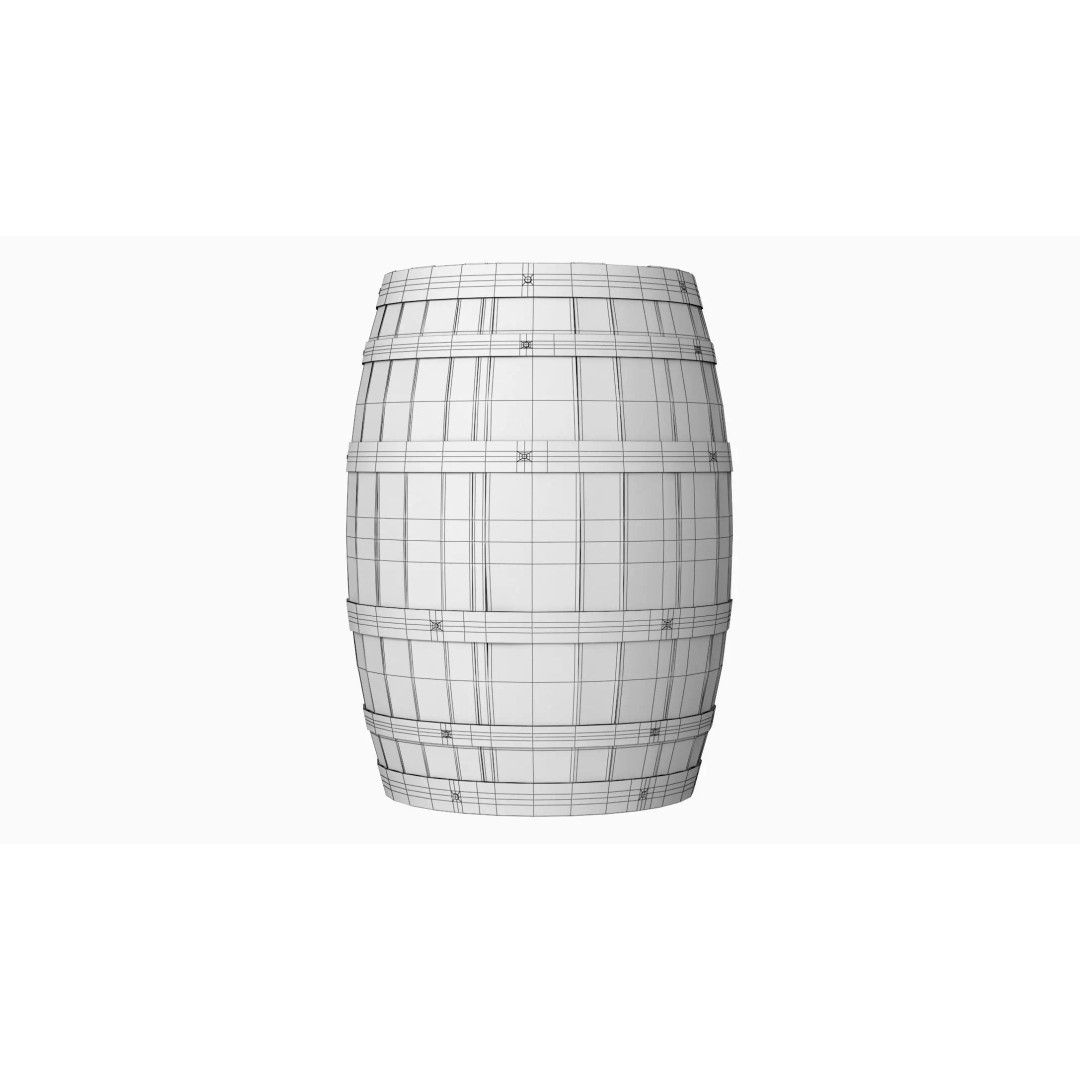 Wooden Barrel 3D Model – Low Poly PBR Textures for Games - View 11