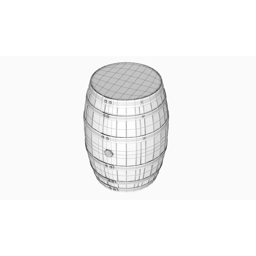Wooden Barrel 3D Model – Low Poly PBR Textures for Games - View 12