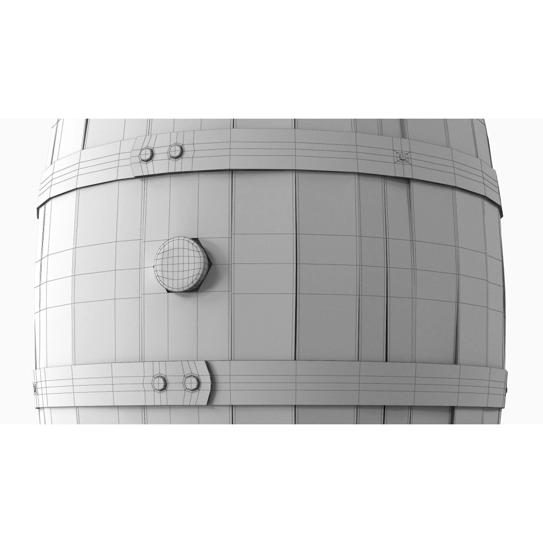 Wooden Barrel 3D Model – Low Poly PBR Textures for Games - View 13