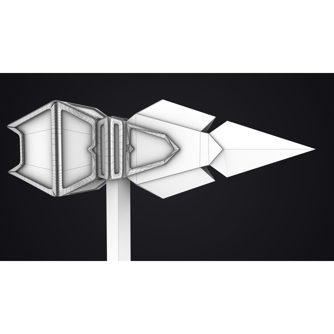 Battle Hammer 3D Model – Low Poly PBR Game Asset, FBX, OBJ - View 25