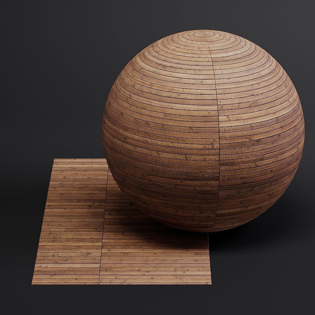 Wood Floor 3D Model – Seamless PBR Terrace Textures, 8K/4K/2K - View 11
