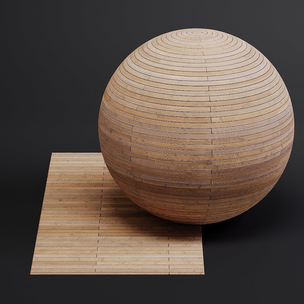 Wood Floor 3D Model – Seamless PBR Terrace Textures, 8K/4K/2K - View 3