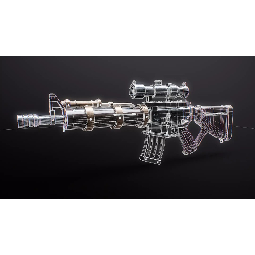 Steampunk Machine Gun 3D Model – Low Poly PBR Weapon, FBX