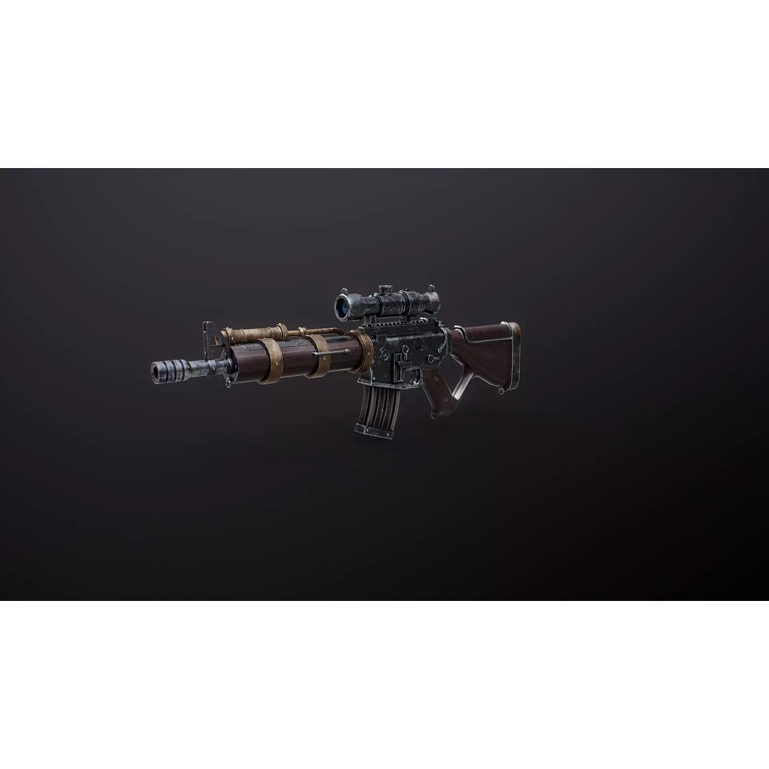Steampunk Machine Gun 3D Model – Low Poly PBR Weapon, FBX - View 15