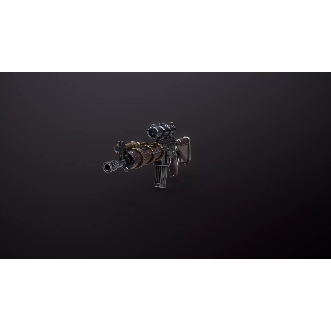 Steampunk Machine Gun 3D Model – Low Poly PBR Weapon, FBX - View 16