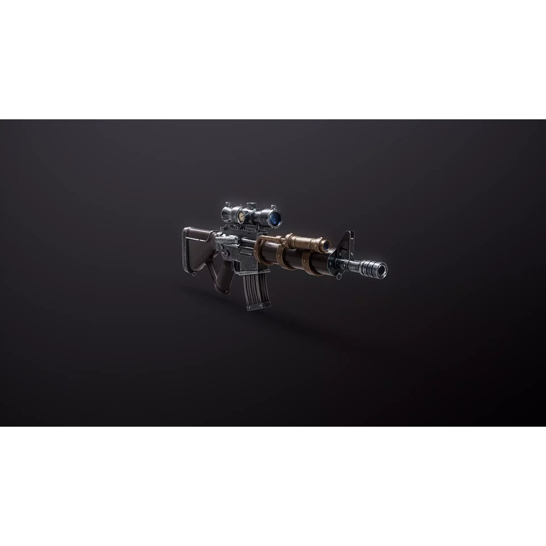 Steampunk Machine Gun 3D Model – Low Poly PBR Weapon, FBX - View 18