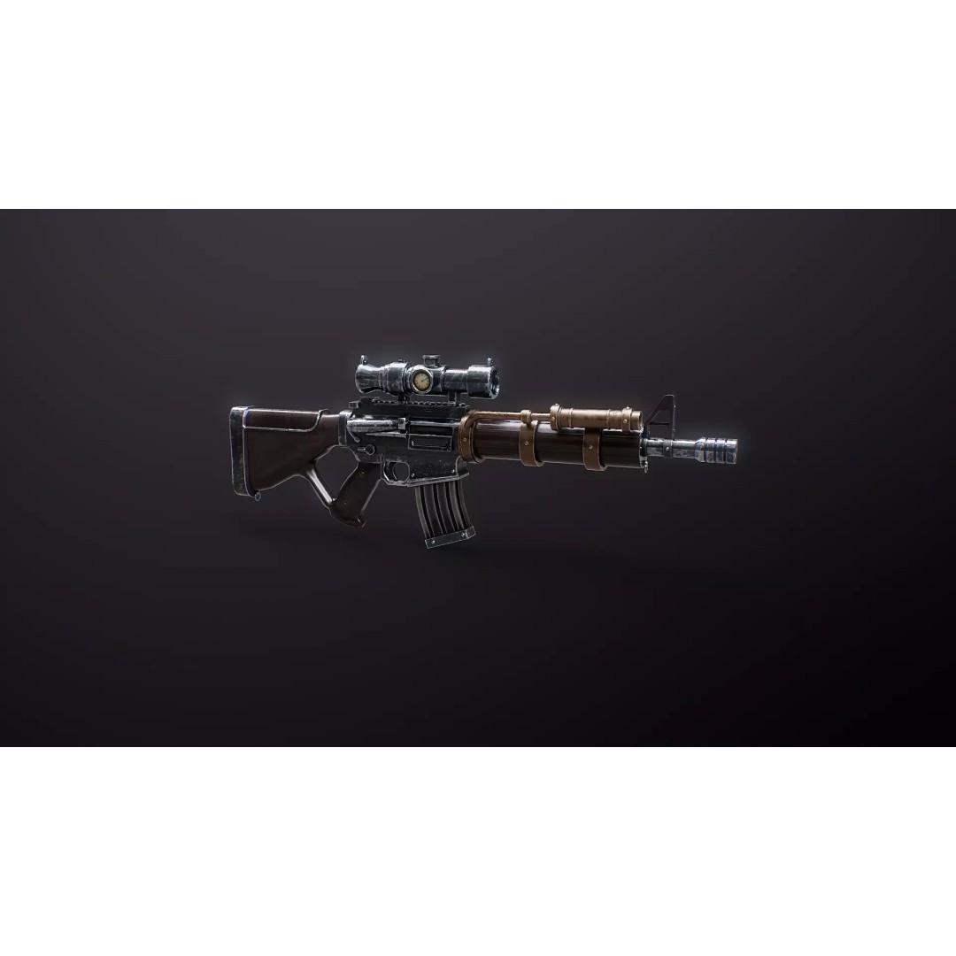 Steampunk Machine Gun 3D Model – Low Poly PBR Weapon, FBX - View 19