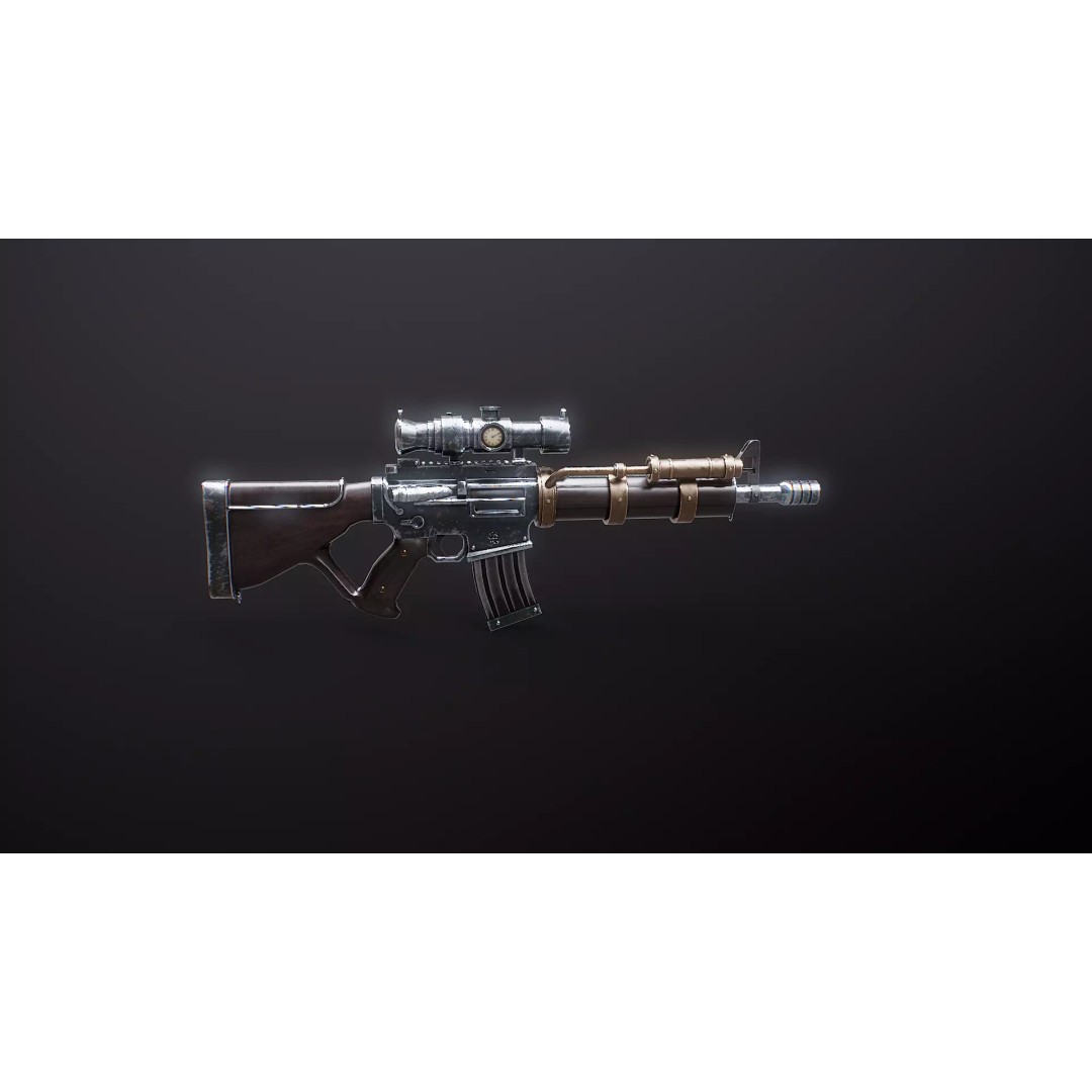 Steampunk Machine Gun 3D Model – Low Poly PBR Weapon, FBX - View 20