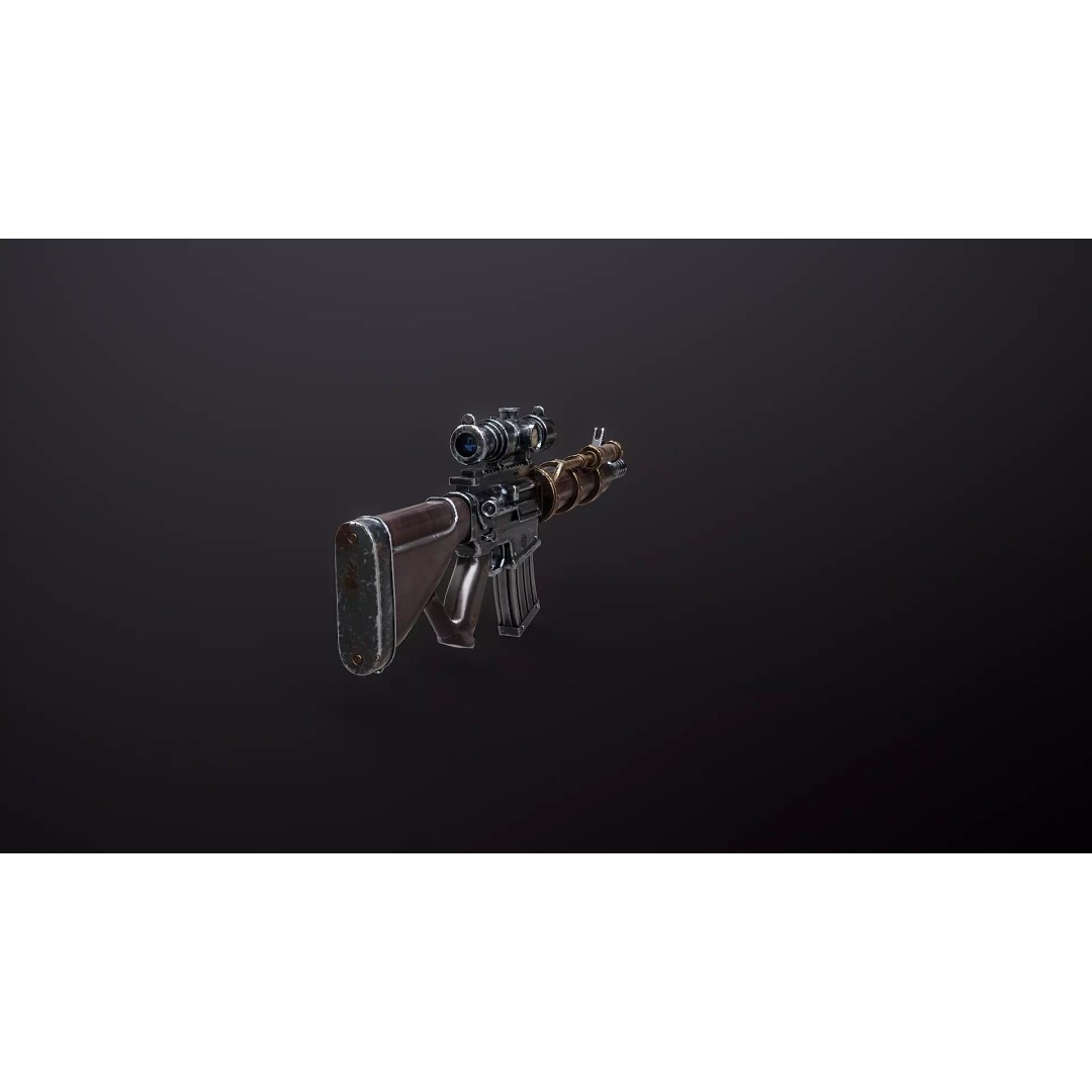 Steampunk Machine Gun 3D Model – Low Poly PBR Weapon, FBX - View 22