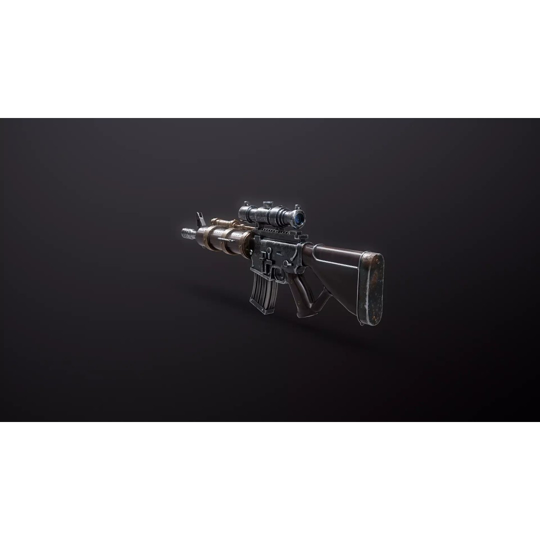 Steampunk Machine Gun 3D Model – Low Poly PBR Weapon, FBX - View 24