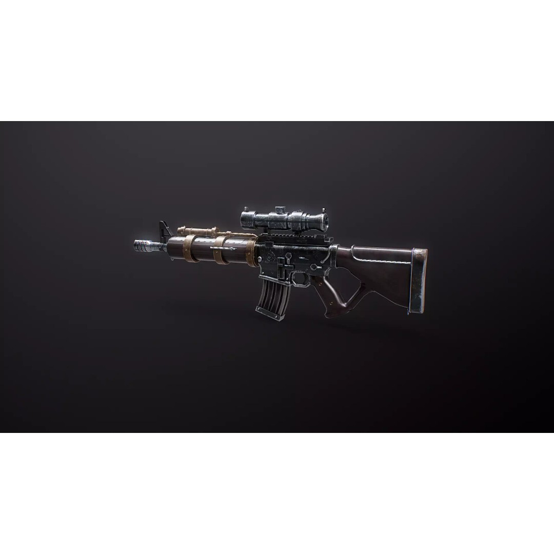 Steampunk Machine Gun 3D Model – Low Poly PBR Weapon, FBX - View 25