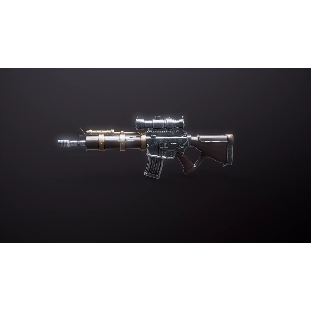 Steampunk Machine Gun 3D Model – Low Poly PBR Weapon, FBX - View 26