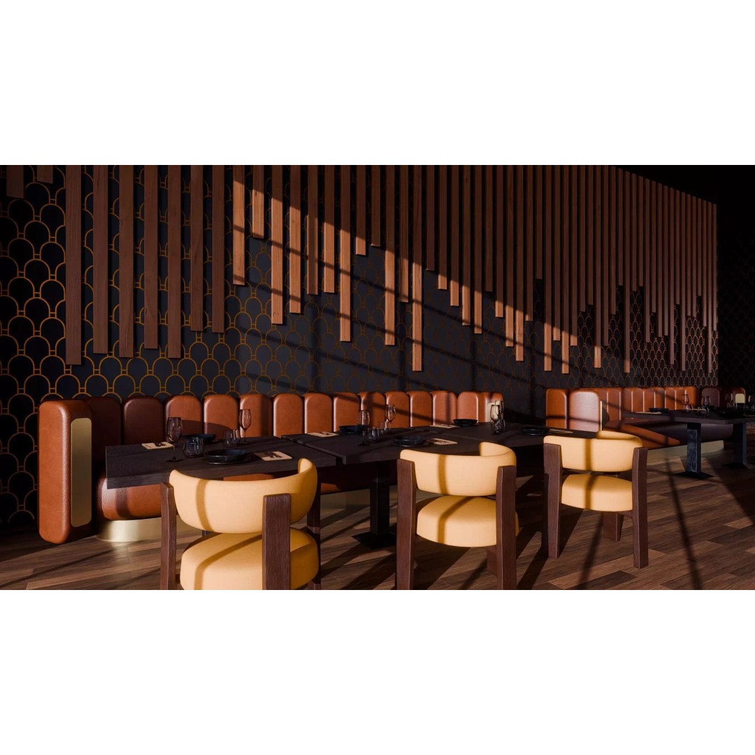 Modern Restaurant Interior 3D Model – Low Poly Blender Scene, PBR - View 3