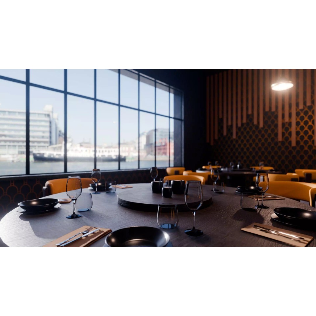 Modern Restaurant Interior 3D Model – Low Poly Blender Scene, PBR - View 9