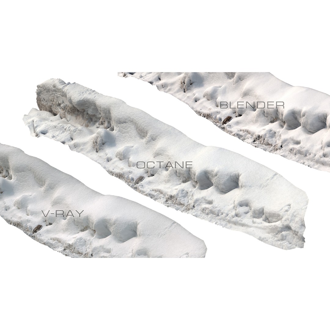 Snow Fragment 3D Model – Low Poly PBR Landscape Asset, FBX & OBJ - View 3