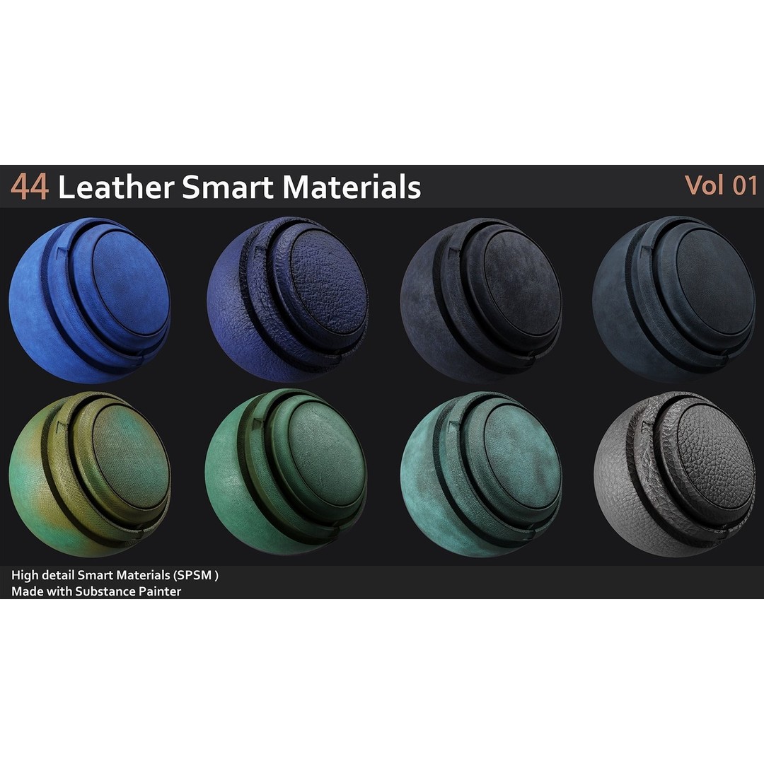 Leather Smart Materials 3D Model – 44 High Quality Textures for Substance Painter
