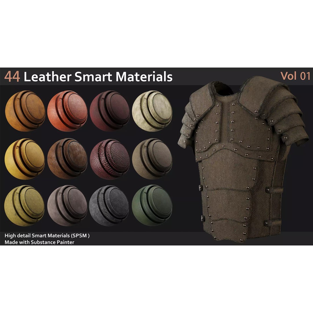 Leather Smart Materials 3D Model – 44 High Quality Textures for Substance Painter - View 2