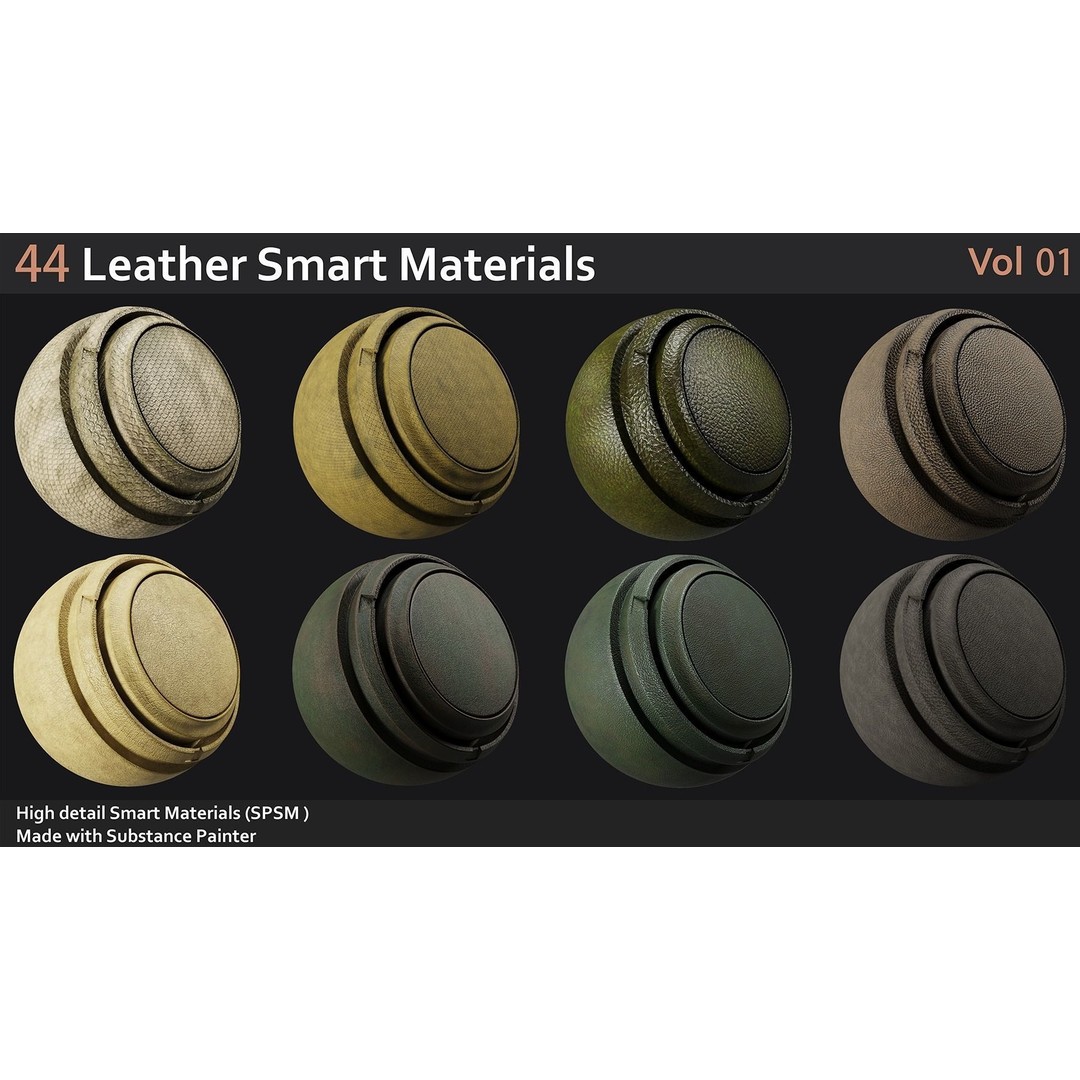 Leather Smart Materials 3D Model – 44 High Quality Textures for Substance Painter - View 4