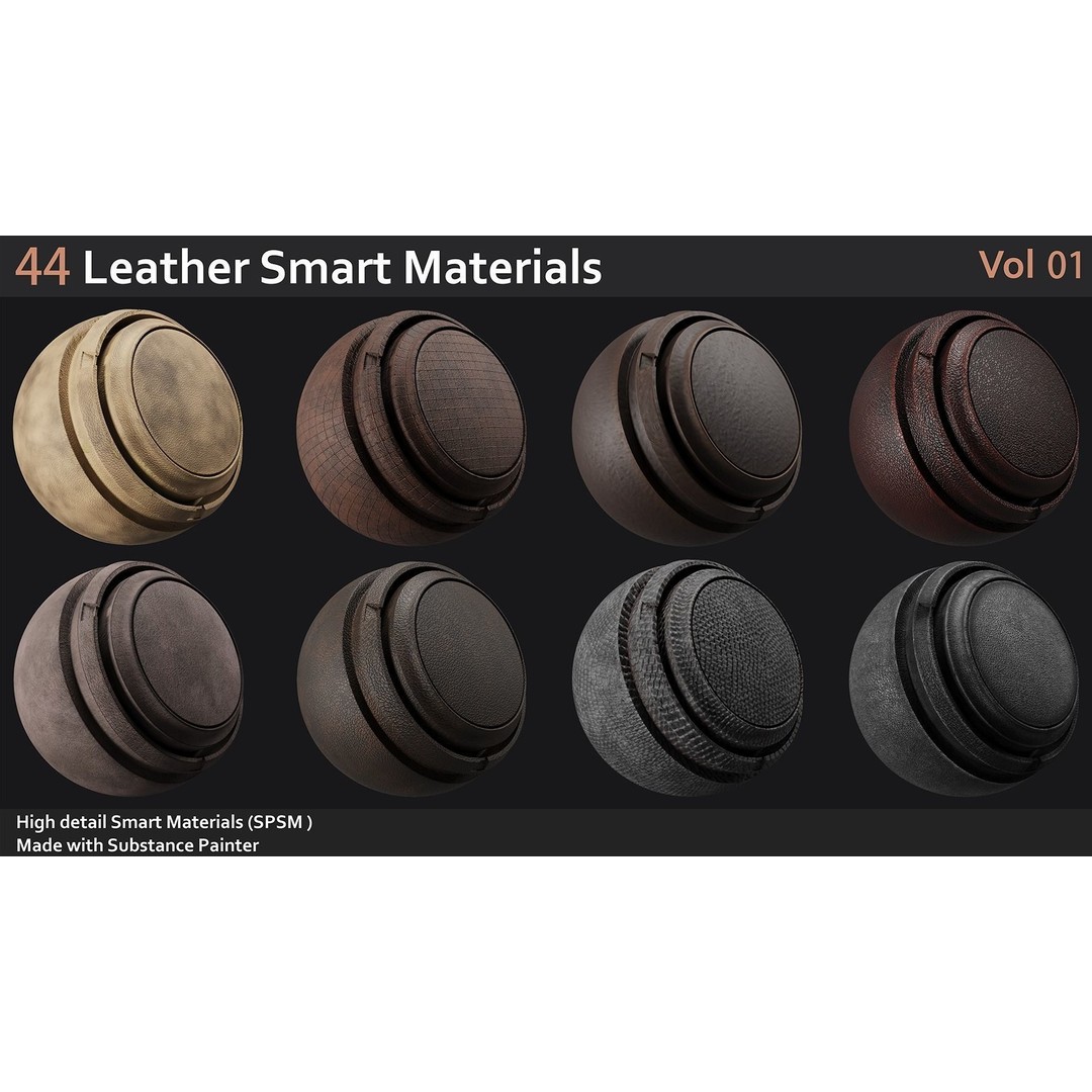 Leather Smart Materials 3D Model – 44 High Quality Textures for Substance Painter - View 6