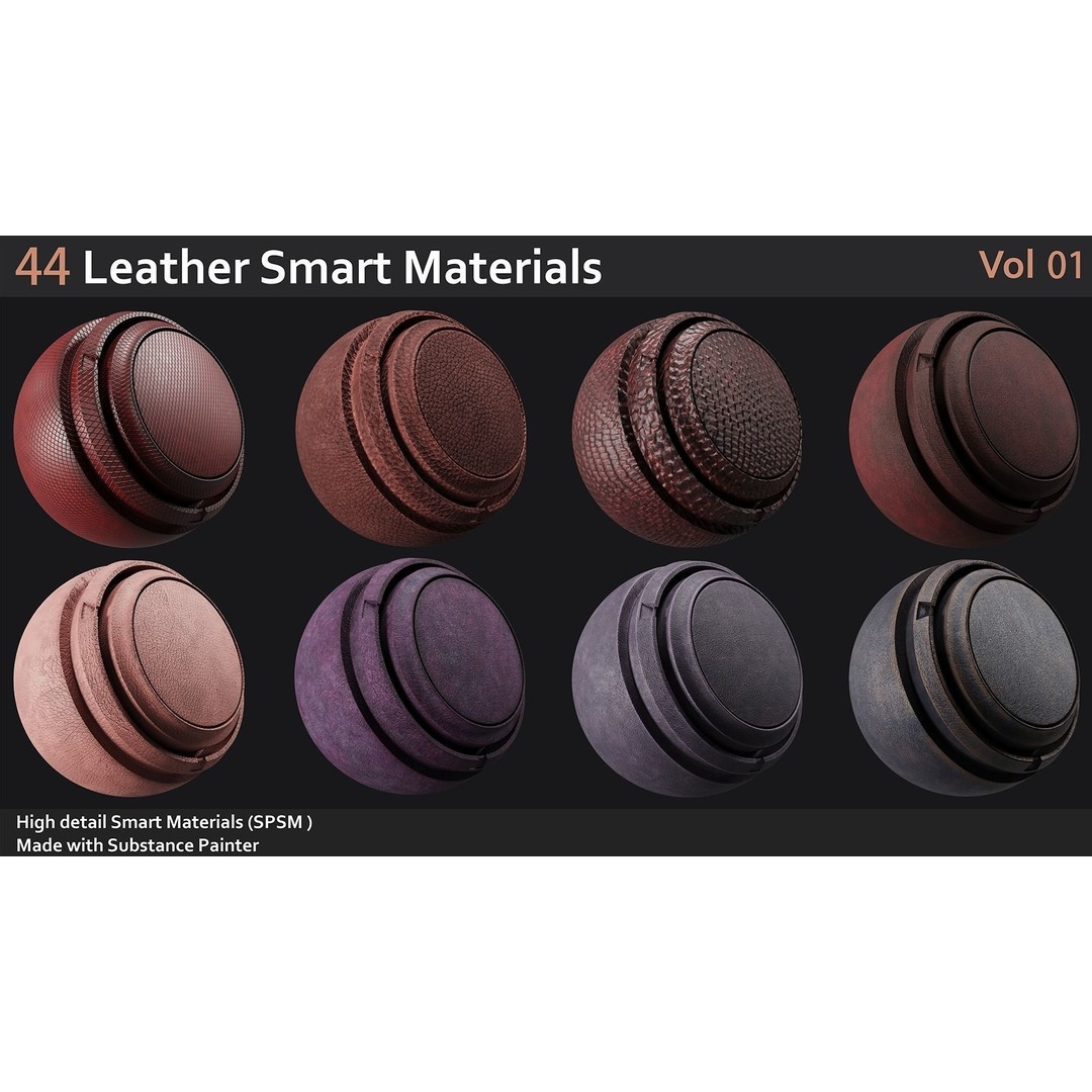 Leather Smart Materials 3D Model – 44 High Quality Textures for Substance Painter - View 7