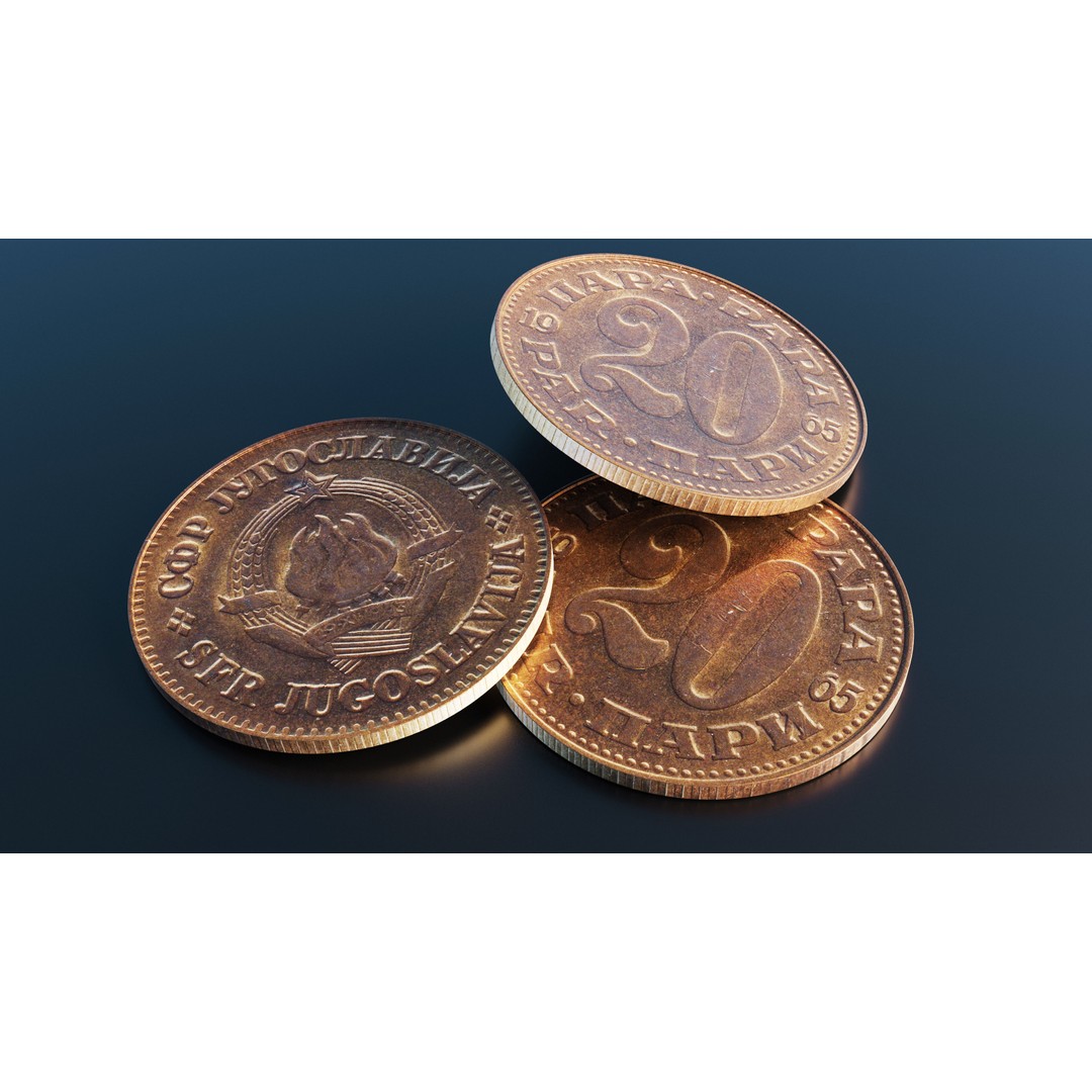 Yugoslav 20 Para Coin 3D Model – Low Poly PBR Scanned Asset, FBX - View 10