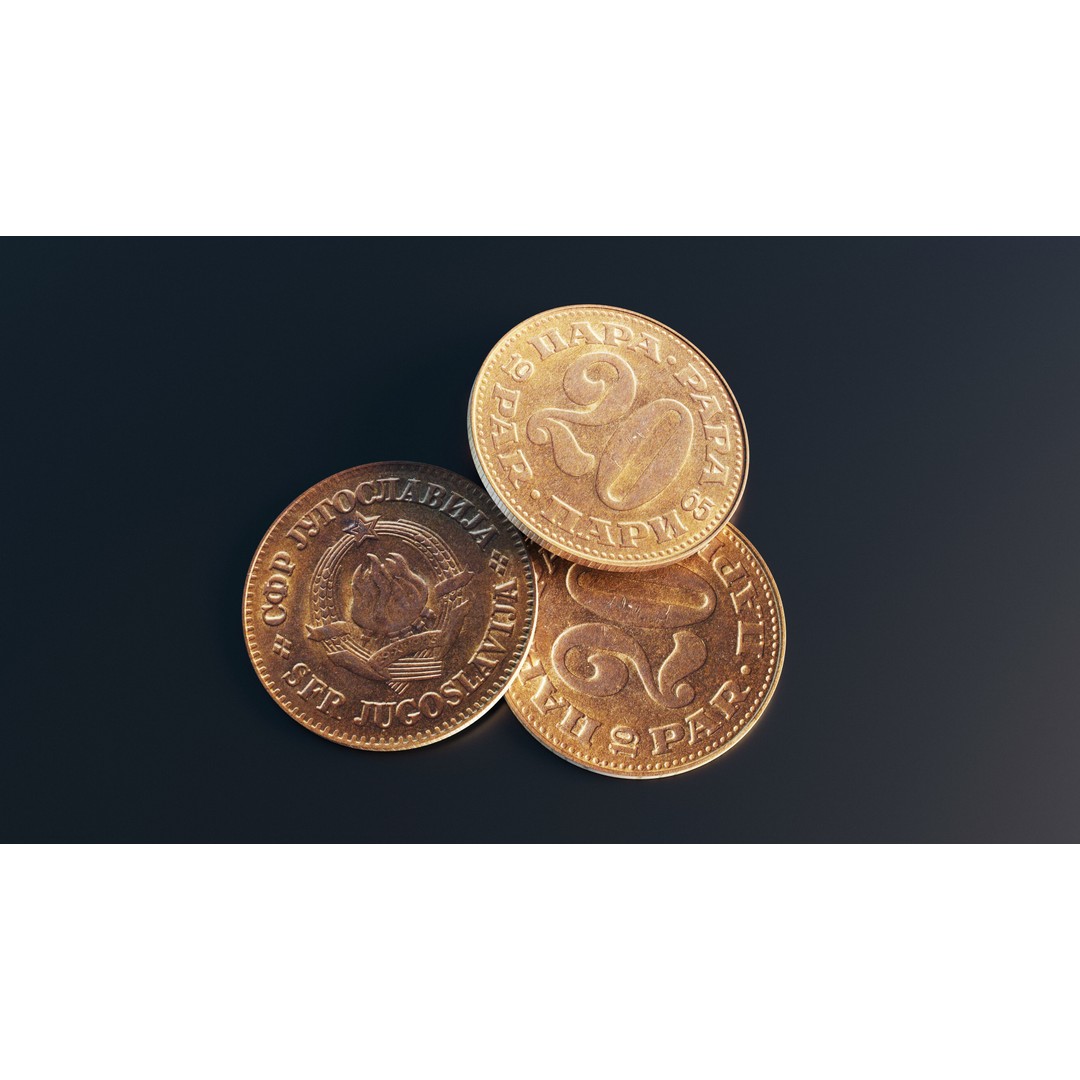 Yugoslav 20 Para Coin 3D Model – Low Poly PBR Scanned Asset, FBX - View 11