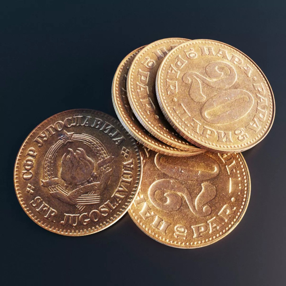 Yugoslav 20 Para Coin 3D Model – Low Poly PBR Scanned Asset, FBX - View 2